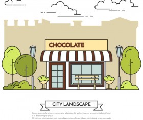 Street chocolate store vector template 01