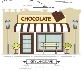 Street chocolate store vector template 03