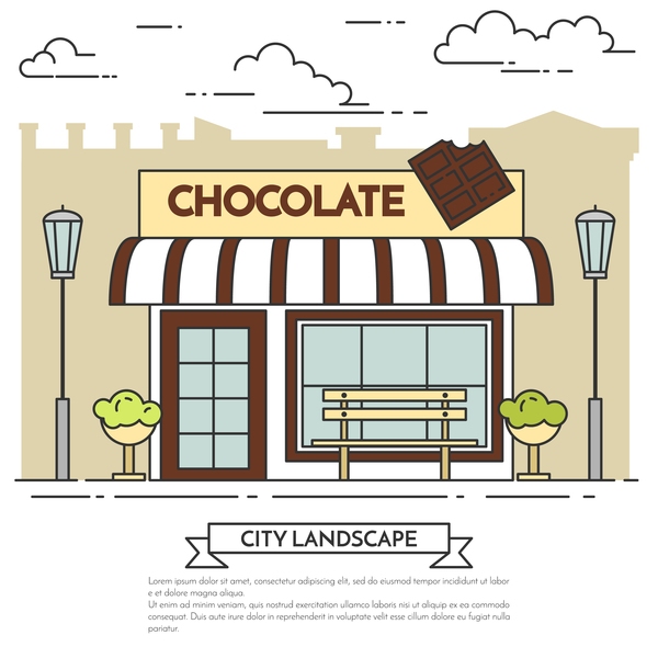 Street chocolate store vector template 03
