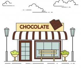 Street chocolate store vector template 04
