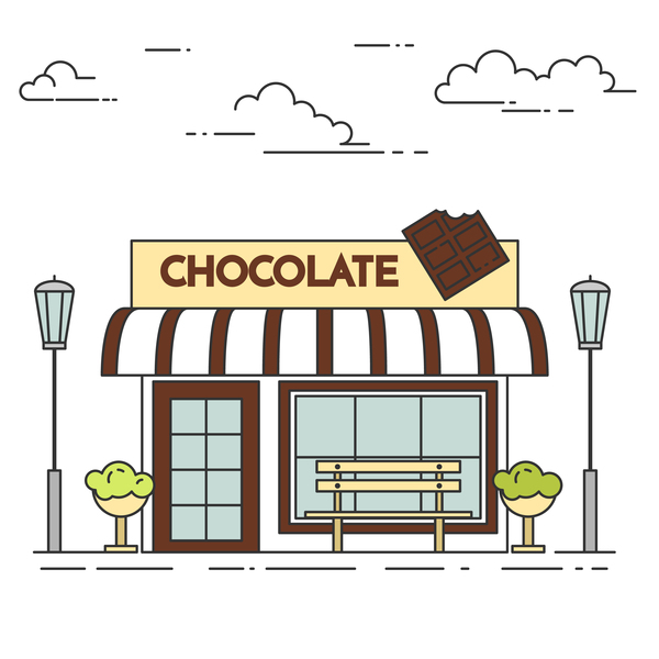 Street chocolate store vector template 04