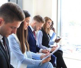 Stressful people waiting for job interview HD picture