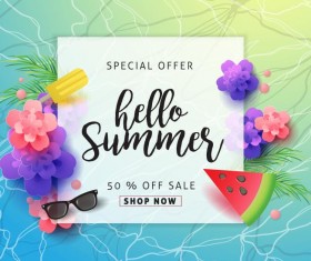 Summer special offer sale poster vector 02