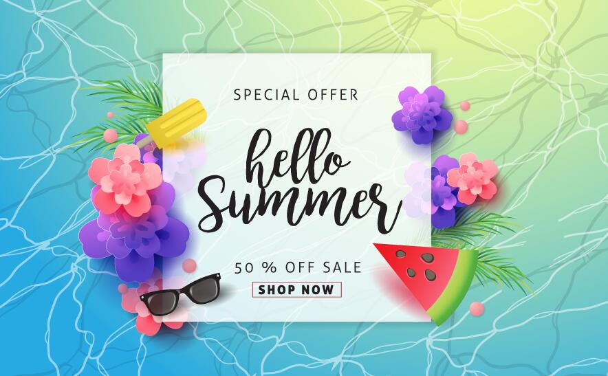 Summer special offer sale poster vector 02
