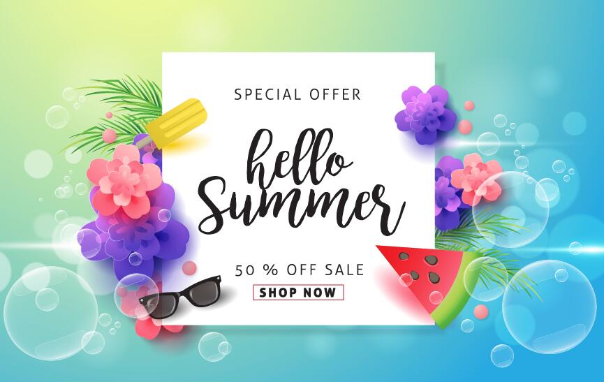 Summer special offer sale poster vector 03