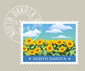 Sunflower postage stamp template vector