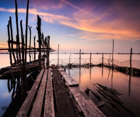 Sunset in the lake Stock Photo