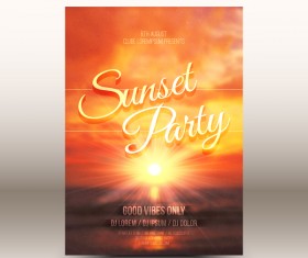 Sunset party flyer template vector 01