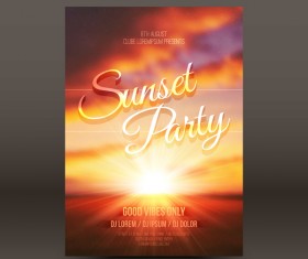Sunset party flyer template vector 02