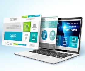 Tablet display with web design vector material 01