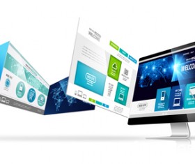 Tablet display with web design vector material 02