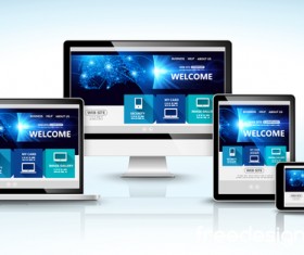 Tablet display with web design vector material 03