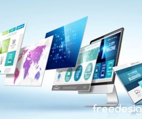 Tablet display with web design vector material 04