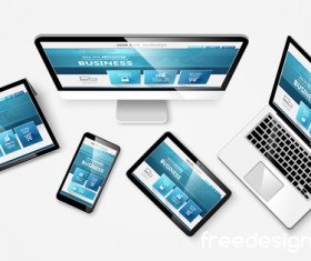 Tablet display with web design vector material 10