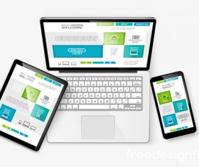 Tablet display with web design vector material 12