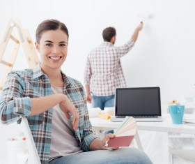 Take color card wives and husbands work Stock Photo