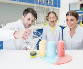 Teachers and students making experiments Stock Photo 02