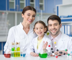 Teachers and students making experiments Stock Photo 06
