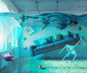 The water flooded the room Stock Photo 03