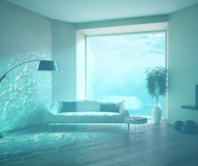 The water flooded the room Stock Photo 04