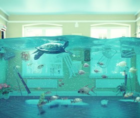 The water flooded the room Stock Photo 06