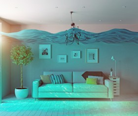 The water flooded the room Stock Photo 07