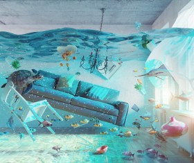 The water flooded the room Stock Photo 08