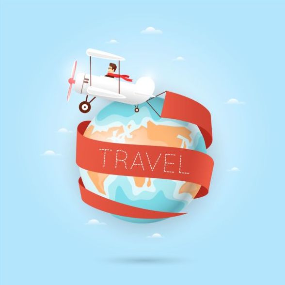 Travel world with aircraft vectors