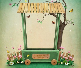 Trees flowers with mobile stalls Stock Photo