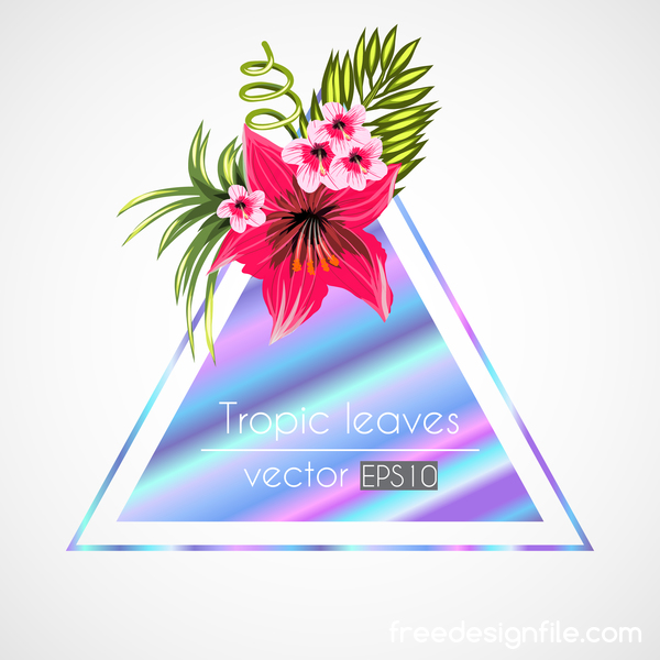 Tropical flowers with triangle vector material 01