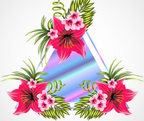 Tropical flowers with triangle vector material 02
