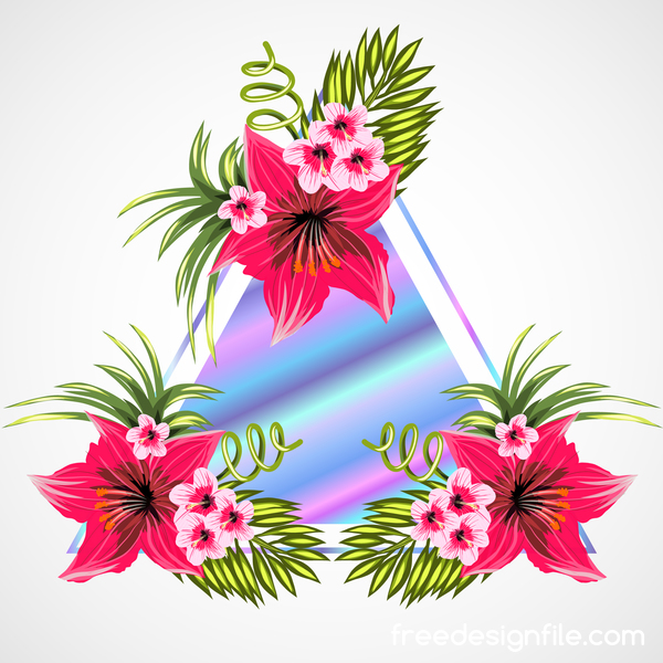 Tropical flowers with triangle vector material 02
