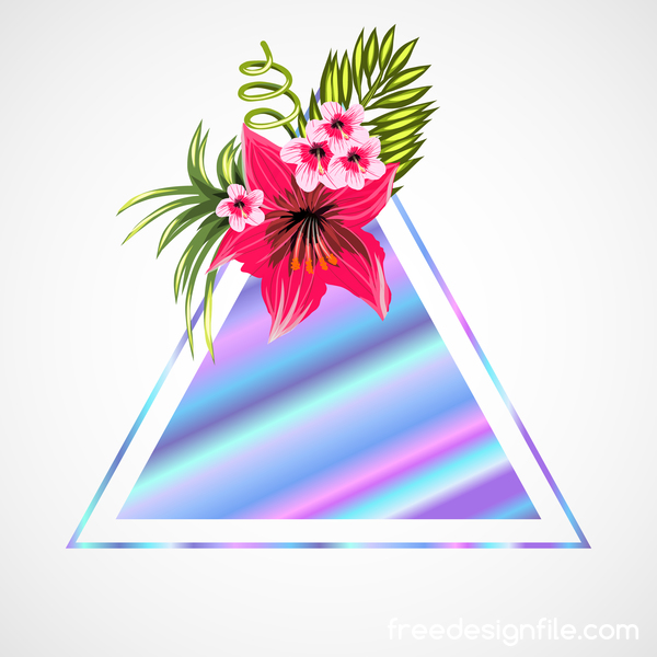 Tropical flowers with triangle vector material 03