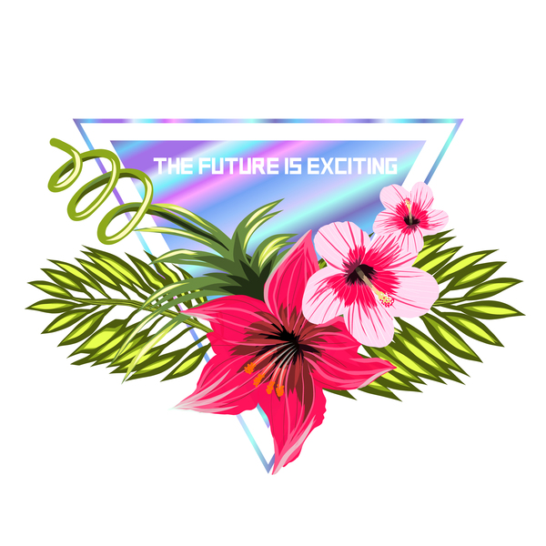Tropical flowers with triangle vector material 04