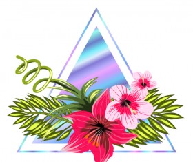 Tropical flowers with triangle vector material 05