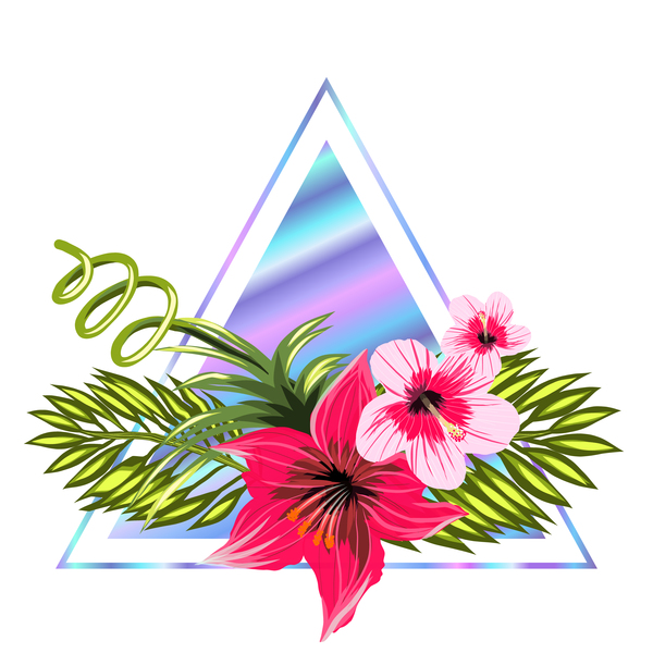 Tropical flowers with triangle vector material 05