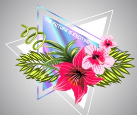 Tropical flowers with triangle vector material 07