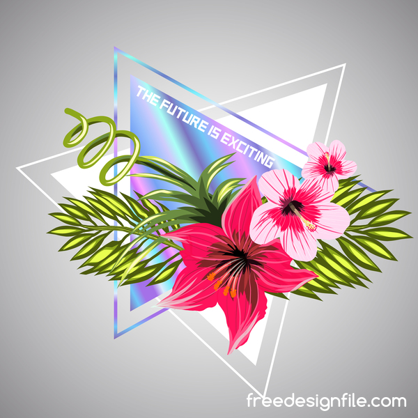 Tropical flowers with triangle vector material 07