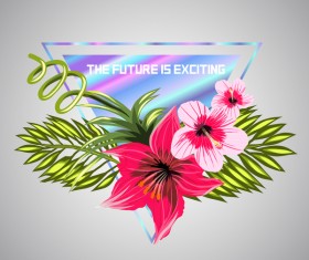 Tropical flowers with triangle vector material 08