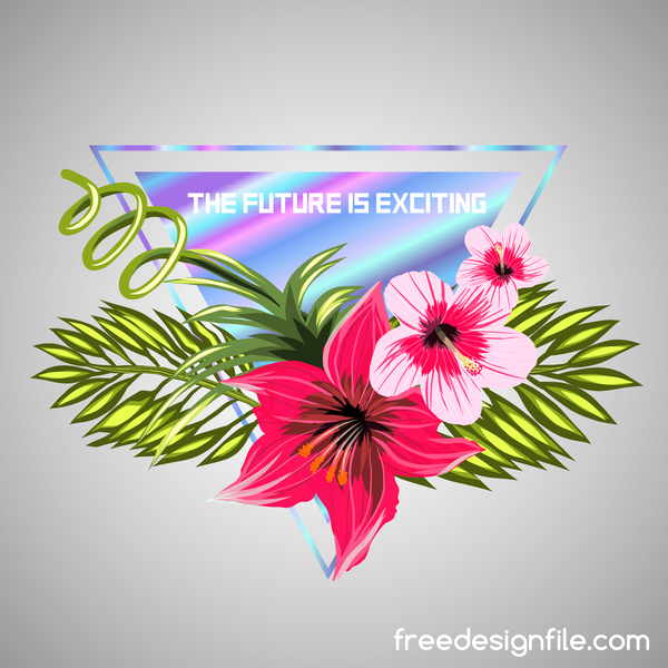 Tropical flowers with triangle vector material 08