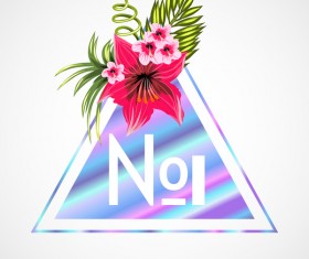 Tropical flowers with triangle vector material 09