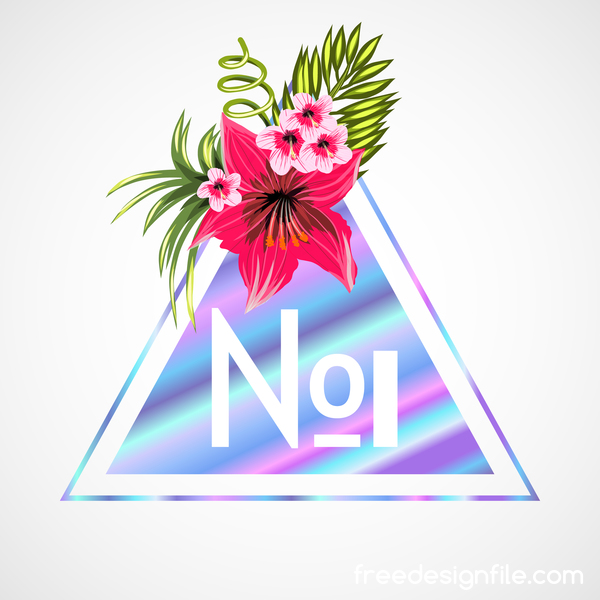 Tropical flowers with triangle vector material 09