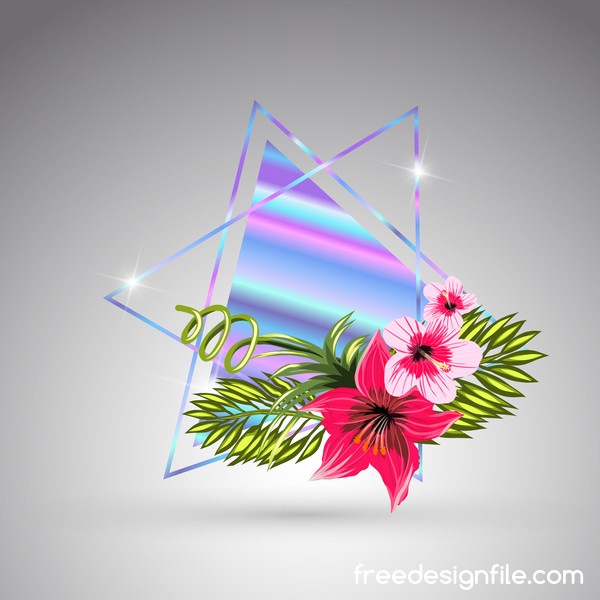 Tropical flowers with triangle vector material 10