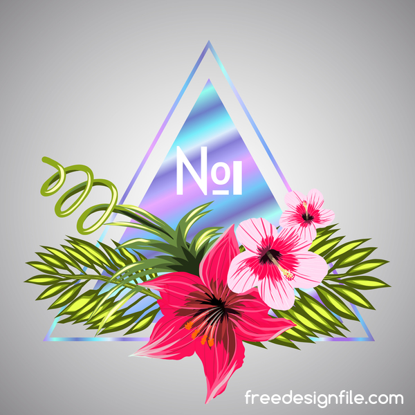 Tropical flowers with triangle vector material 13