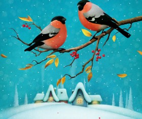 Two red belly skulls on the branches Stock Photo