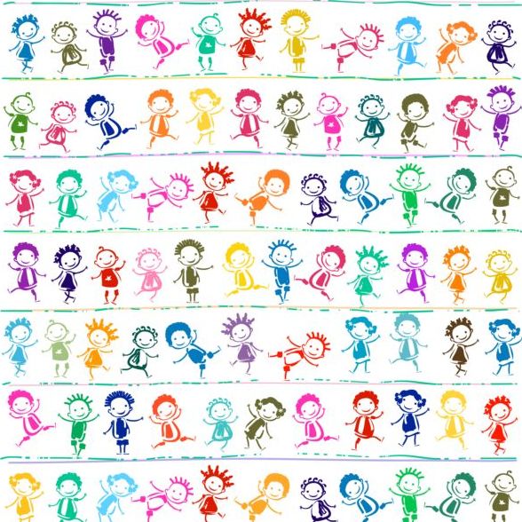 Vector happy children seamless pattern material 03
