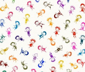 Vector happy children seamless pattern material 05