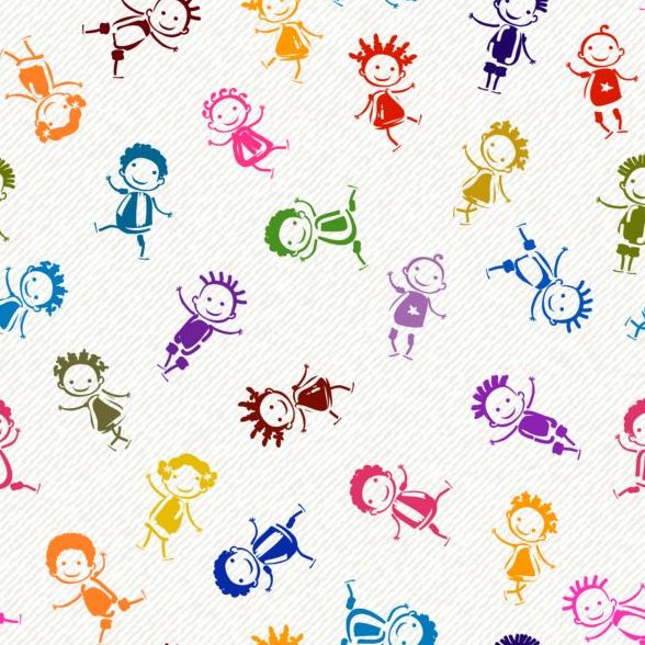 Vector happy children seamless pattern material 06