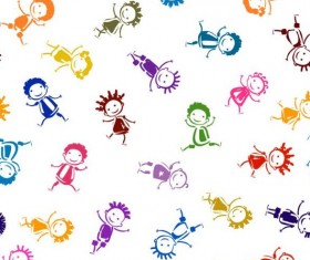 Vector happy children seamless pattern material 07