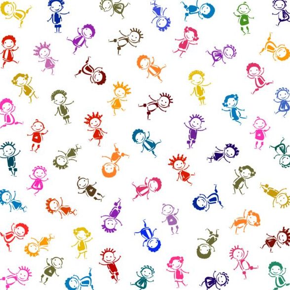 Vector happy children seamless pattern material 08